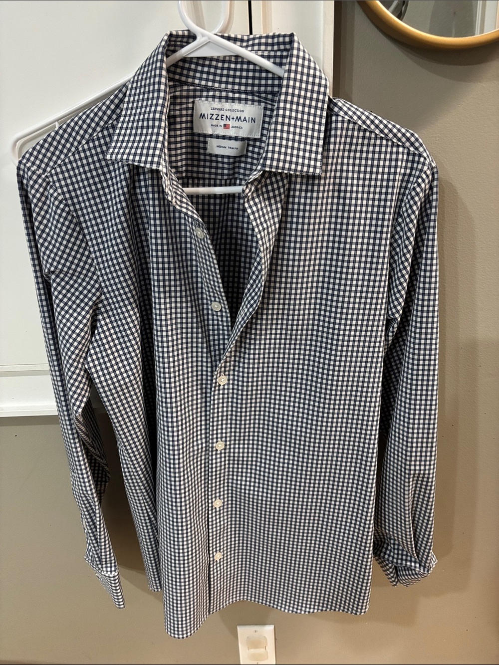 Mizzen+Main Navy and White Gingham Dress Shirt